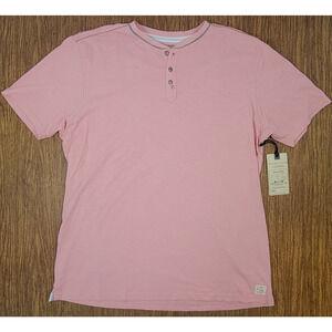 New Alexander Julian Henley T Shirt Men's XL Pink Short Sleeve Workwear Golf